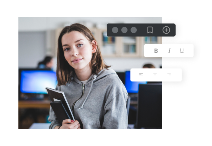 Female student in computer lab